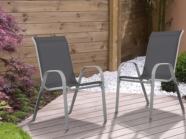 HABITAT ET JARDIN - Fauteuil jardin Textilène "Cordoba" - Phoenix - Gris foncé - Lot de 2 - large