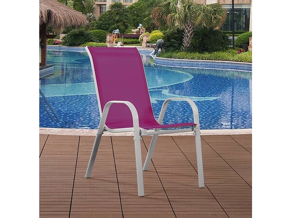HABITAT ET JARDIN - Fauteuil jardin Textilène "Cordoba" - Phoenix - Rose - Lot de 4 - large