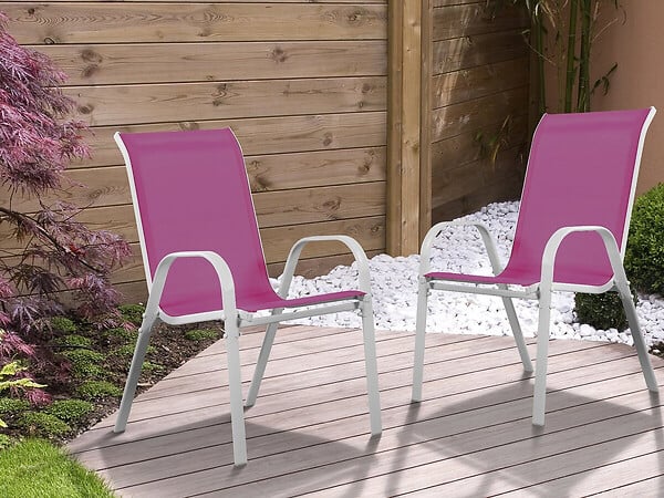 HABITAT ET JARDIN - Fauteuil jardin Textilène "Cordoba" - Phoenix - Rose - Lot de 2 - large