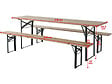 HABITAT ET JARDIN - Table de jardin brasserie pliante avec 2 bancs " Lisbonne " - 218 x 59,5 x 75 cm -  Marron - vignette