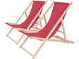 HABITAT ET JARDIN - Lot de 2 transat en bois "Chilienne" - 107 x 56.5 x 81 cm - Rouge - vignette