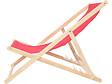 HABITAT ET JARDIN - Lot de 2 transat en bois "Chilienne" - 107 x 56.5 x 81 cm - Rouge - vignette