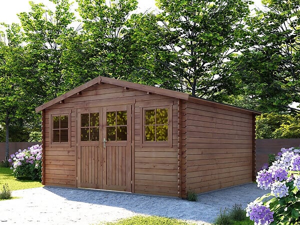 HABITAT ET JARDIN - Abri de jardin bois traité autoclave marron "Lormont" - 21,2 m² - 28 mm - large