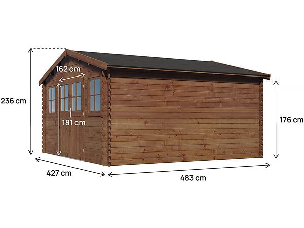 HABITAT ET JARDIN - Abri de jardin bois traité autoclave marron "Lormont" - 21,2 m² - 28 mm - large