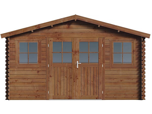 HABITAT ET JARDIN - Abri de jardin bois traité autoclave marron "Lormont" - 21,2 m² - 28 mm - large