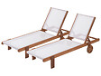 HABITAT ET JARDIN - Lot de 2 bains de soleil en bois exotique "Saïgon" - Maple - Ecru - vignette