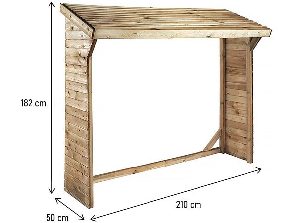 HABITAT ET JARDIN - Abri bûches - 1.05 m² - 2.10 x 0.50 x 1.8 m- 2 Stères - large