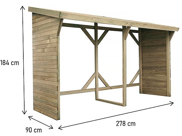 HABITAT ET JARDIN - Abri bûches - 2.5 m² - 2.78 x 0.90 x 1.85 m- 5 Stères - large