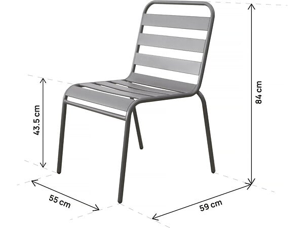 HABITAT ET JARDIN - Lot de 2 chaises de jardin en métal empilables "Bilbao" - Taupe - large