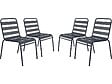 HABITAT ET JARDIN - Lot de 4 chaises de jardin en métal empilables "Bilbao" - Gris - vignette