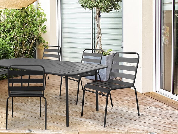 HABITAT ET JARDIN - Lot de 2 chaises de jardin en métal empilables "Bilbao" - Gris - large