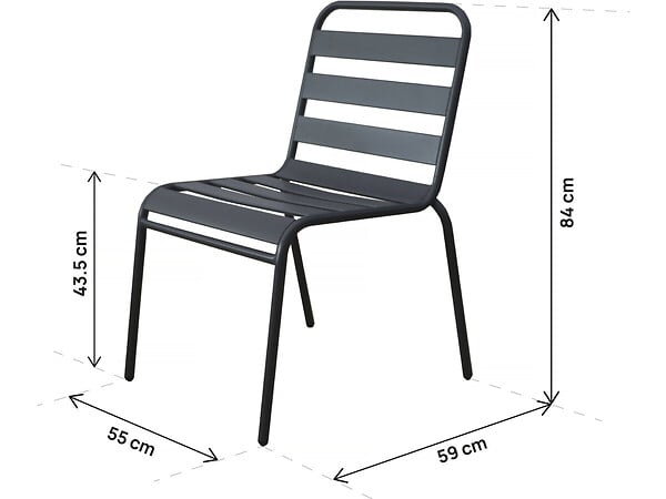 HABITAT ET JARDIN - Lot de 2 chaises de jardin en métal empilables "Bilbao" - Gris - large