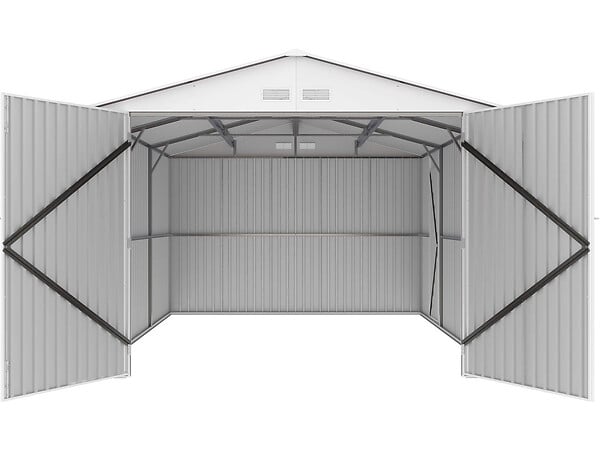 HABITAT ET JARDIN - Garage métal "Nevada" avec porte battante - 15,36 m² - large
