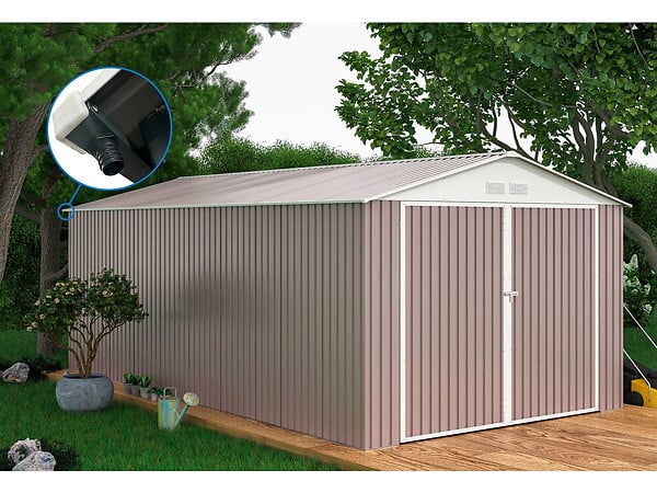 HABITAT ET JARDIN - Garage métal "Nevada" - 15,36m² avec gouttière - large