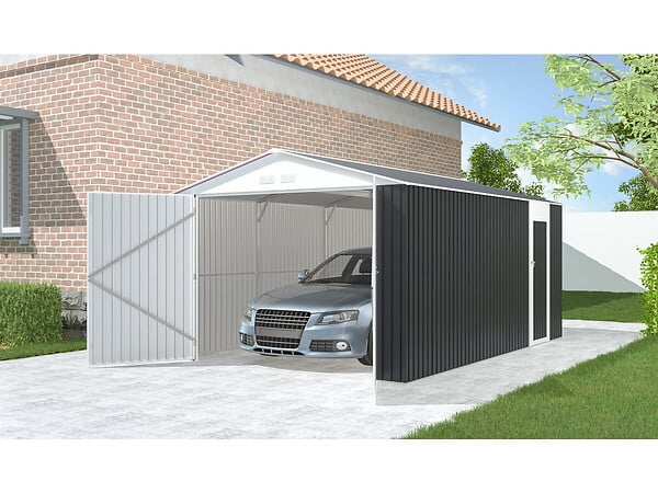 HABITAT ET JARDIN - Garage métal "Houston" 15,36 m² - Anthracite - large
