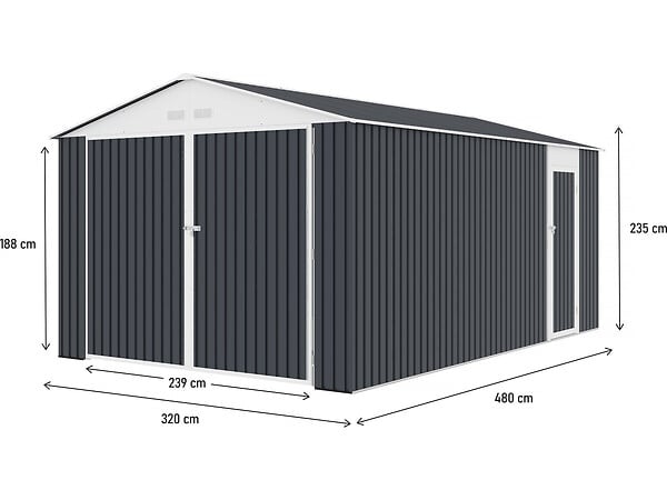 HABITAT ET JARDIN - Garage métal "Houston" 15,36 m² - Anthracite - large