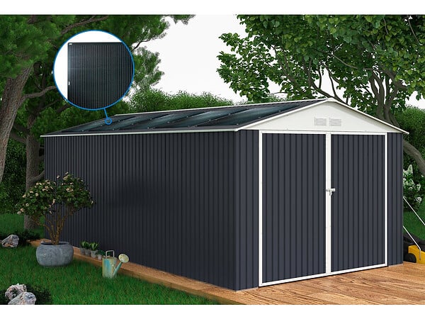 HABITAT ET JARDIN - Garage métal " Houston" - 15,36 m² Avec panneau solaire - Anthracite - large
