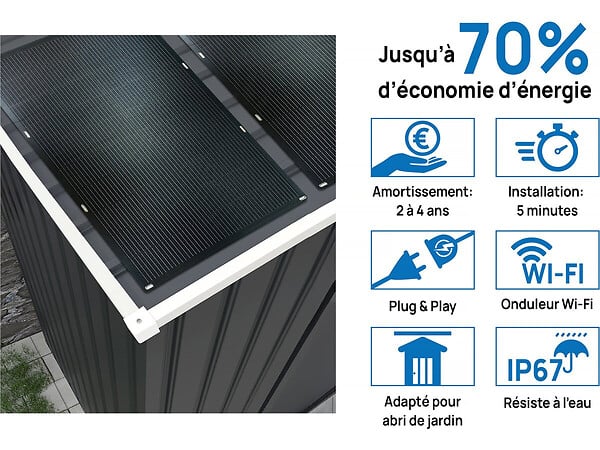 HABITAT ET JARDIN - Garage métal " Houston" - 15,36 m² Avec panneau solaire - Anthracite - large
