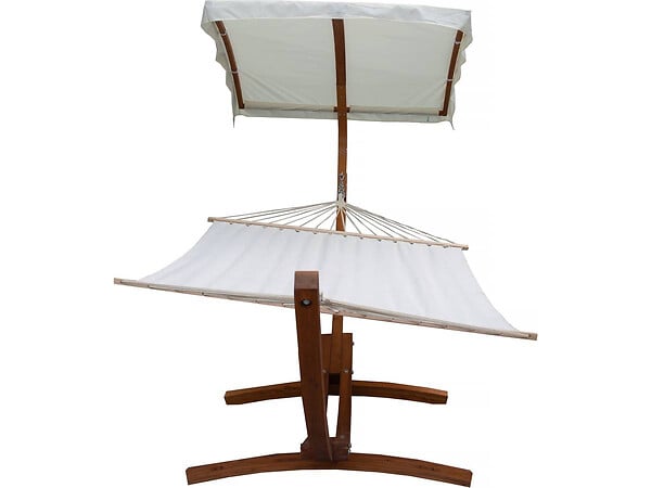 HABITAT ET JARDIN - Hamac bois "Dallas XL" - Avec toile en coton et auvent - Ecru - large