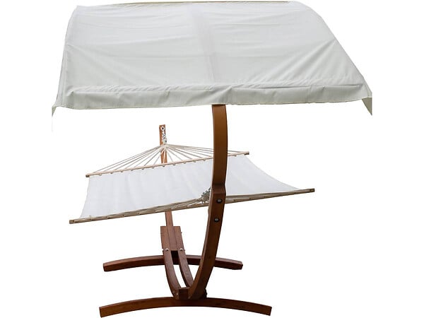 HABITAT ET JARDIN - Hamac bois "Dallas XL" - Avec toile en coton et auvent - Ecru - large