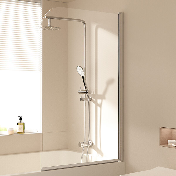 EMKE - Pare-Baignoire EMKE en Verre Sécurit 6 mm - Paroi de Douche Nano Anti-Tache 80 x 140 cm, Installation Facile - large