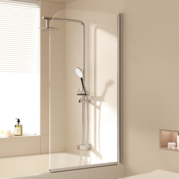 EMKE - Pare-Baignoire EMKE en Verre Sécurit 6 mm - Paroi de Douche Nano Anti-Tache 70 x 140 cm, Installation Facile - large