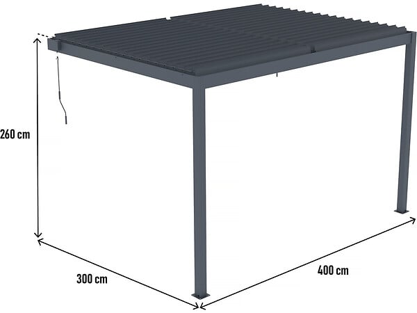 HABITAT ET JARDIN - Pergola bioclimatique adossée avec led "Windsor" - 3 x 4 m - Anthracite - large