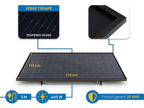 HABITAT ET JARDIN - Panneau solaire 400w "Solar Tech"  plug and play - Kit de démarrage - large