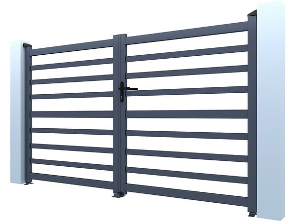 HABITAT ET JARDIN - Portail aluminium ajouré "Martin" - 340 x 180 cm - Gris - large