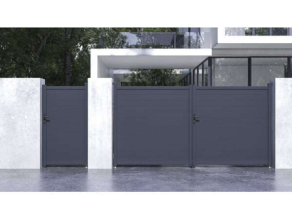 HABITAT ET JARDIN - Pack portail + portillon "Marc" - Gris - large