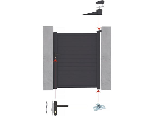 HABITAT ET JARDIN - Pack portail + portillon "Marc" - Gris - large