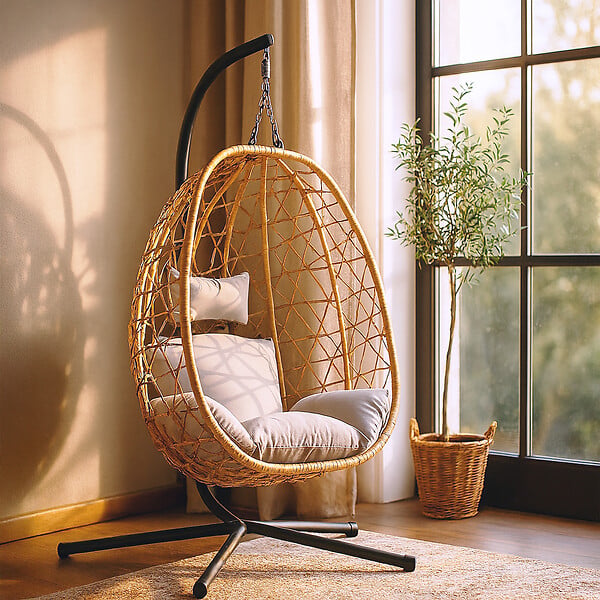 CONCEPT USINE - Fauteuil suspendu effet rotin CUZCO - large