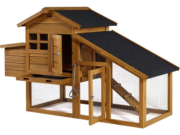 HABITAT ET JARDIN - Poulailler avec pondoir en bois "Clochette" - Marron - large