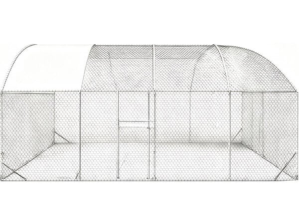 HABITAT ET JARDIN - Enclos à poules dôme 15 m² parc grillagé "Cocorico" - 5 x 3 m - acier galvanisé - large