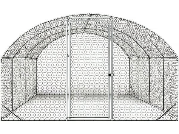 HABITAT ET JARDIN - Enclos à poules dôme 15 m² parc grillagé "Cocorico" - 5 x 3 m - acier galvanisé - large