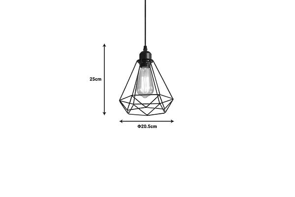 ENTREPOT BRICO - Plafonnier suspension luminaire métal noir 20,5x25 cm - large