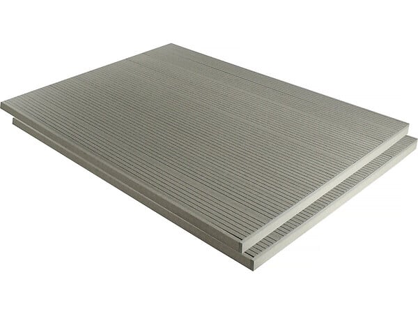 HABITAT ET JARDIN - Lot de 3 lames de terrasse composite alvéolaires - Long: 2,4m - surface 1m² - Gris - large