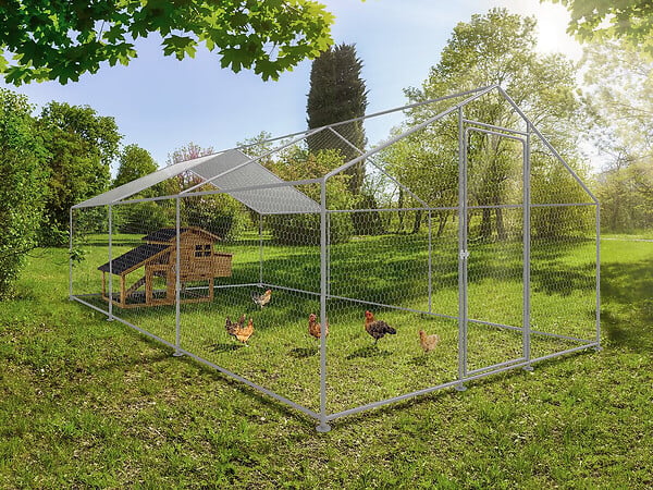 HABITAT ET JARDIN - Enclos à poules 18 m² parc grillagé 6 x 3 x 2 M acier galvanisé - large