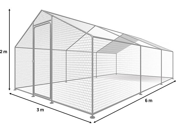 HABITAT ET JARDIN - Enclos à poules 18 m² parc grillagé 6 x 3 x 2 M acier galvanisé - large