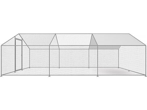 HABITAT ET JARDIN - Enclos à poules 18 m² parc grillagé 6 x 3 x 2 M acier galvanisé - large