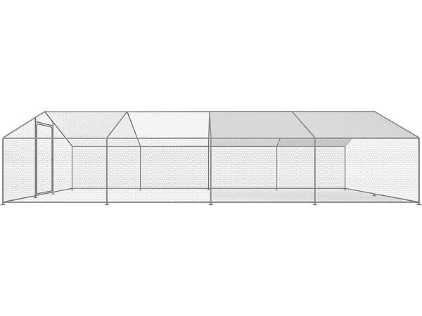 HABITAT ET JARDIN - Enclos à poules 24 m² parc grillagé 8 x 3 x 2 M acier galvanisé - large