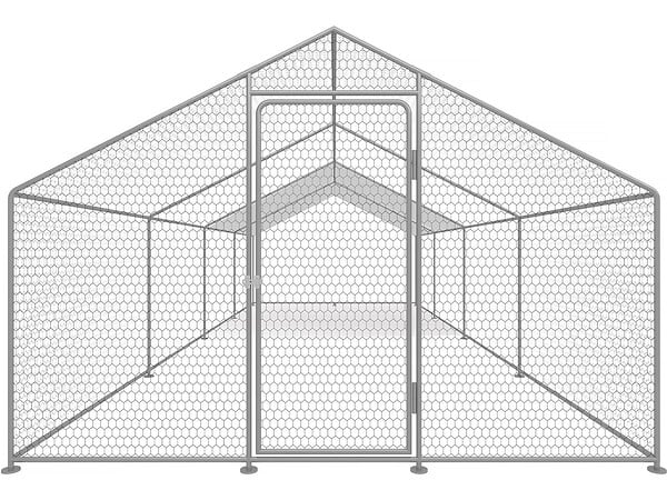 HABITAT ET JARDIN - Enclos à poules 24 m² parc grillagé 8 x 3 x 2 M acier galvanisé - large