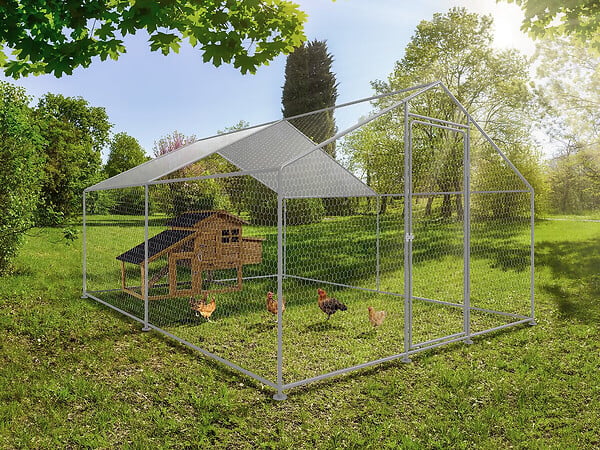 HABITAT ET JARDIN - Enclos à poules 12 m² parc grillagé 4 x 3 x 2 M acier galvanisé - large