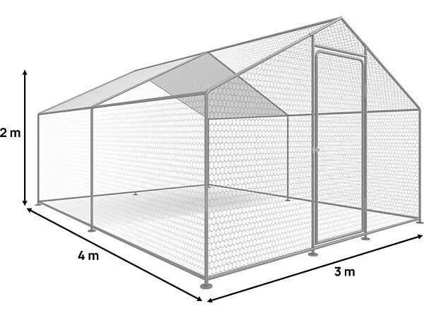HABITAT ET JARDIN - Enclos à poules 12 m² parc grillagé 4 x 3 x 2 M acier galvanisé - large