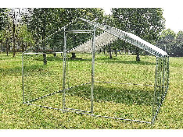 HABITAT ET JARDIN - Enclos à poules 12 m² parc grillagé 4 x 3 x 2 M acier galvanisé - large