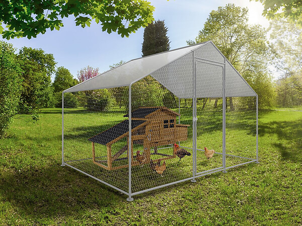 HABITAT ET JARDIN - Enclos à poules 6 m² parc grillagé 2 x 3 x 2 M acier galvanisé - large