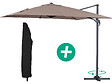 HABITAT ET JARDIN - Parasol jardin déporté Alu "Sun 3" - Carré - 3 x 3 m - Taupe + housse de protection - vignette
