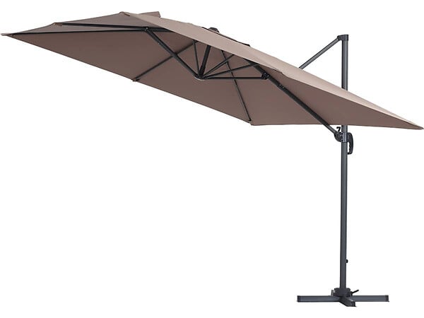 HABITAT ET JARDIN - Parasol jardin déporté Alu "Sun 3" - Carré - 3 x 3 m - Taupe + housse de protection - large