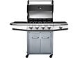 HABITAT ET JARDIN - Barbecue gaz avec LED "Bingo 5" - 5 Brûleurs dont 1 latéral - 15.2kW + Housse protection - Argenté - vignette