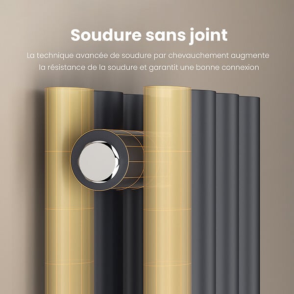 EMKE - EMKE Radiateur eau chaude en acier Tube Rond Radiateur Mural Anthracite 60x120cm 1533W Double Couche - large